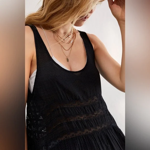**SOLD** Free People Voile and Lace Trapeze Slip in all black - S - Picture 8 of 17